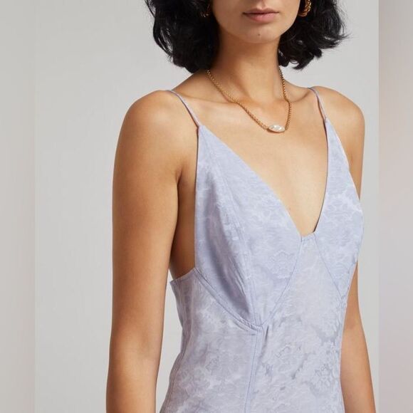 NEW GANNI Jacquard Midi Slip Dress in “Cosmic Sky” lavender - Picture 7 of 15